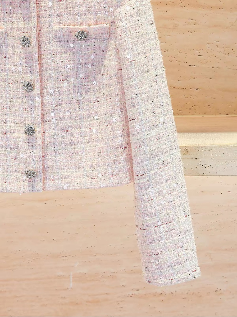 Self Portrait Pink Sequin Boucle Jacket - Picture 4 of 5